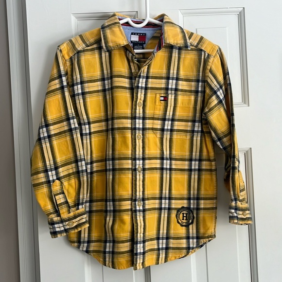 Tommy Hilfiger Other - Tommy Hilfiger boys size 7 long sleeve flannel shirt - yellow, blue, white plaid